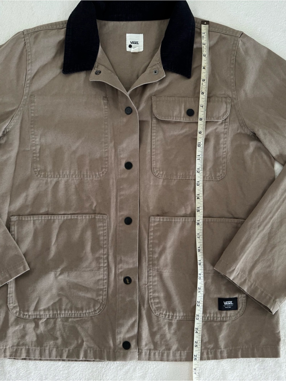 Vans Taupe Canvas Drill Chore Coat with Dark Brown Corduroy Collar - Picture 7 of 8